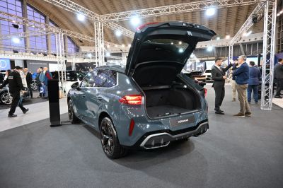 Open rear hatch of a modern SUV showcasing spacious cargo area
