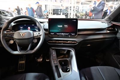 Modern dashboard with digital instrument cluster and touchscreen display
