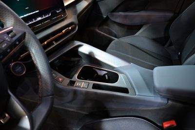 Modern center console with digital dashboard and ergonomic seating