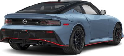 Rear view of a sports coupe with sleek taillights and dual exhausts.