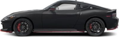 Side profile of a sleek two-door sports coupe with aerodynamic design and black rims.