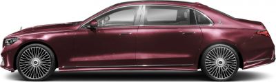 Luxury electric sedan with unique multi-spoke wheels and extended wheelbase.
