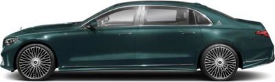 Luxury sedan with multi-spoke alloy wheels and elongated sleek side profile