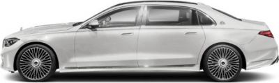 Sleek luxury sedan side profile with multi-spoke wheels and long wheelbase