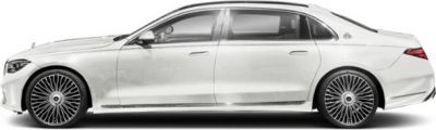 Side profile of luxury sedan with multi-spoke wheels and streamlined body.
