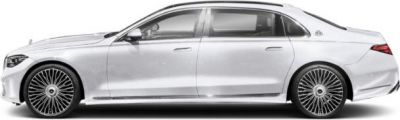 Sleek ultra-luxury sedan side profile with large multi-spoke alloy wheels