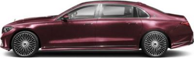 Side profile of a luxury elongated sedan with intricate wheels