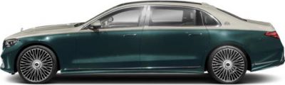 Luxury sedan with two-tone paint and detailed multi-spoke alloy wheels side view