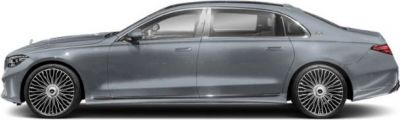 Side profile of a luxury sedan with elegant alloy wheels.