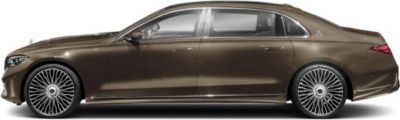 Side profile of elongated luxury sedan with distinctive alloy wheels