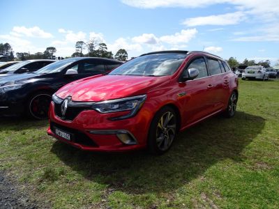 Red station wagon with sporty front design and LED headlights