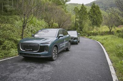 SUV with diamond-pattern grille and slim LED headlights