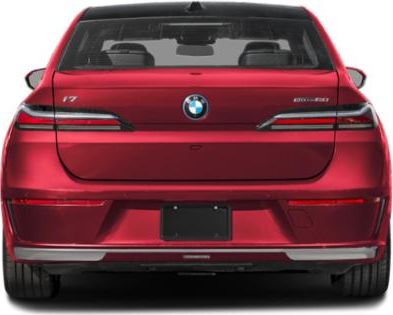 Rear view of a modern luxury sedan with sleek taillights and refined rear design.