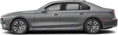 Side profile of luxury electric sedan with sleek aerodynamic design