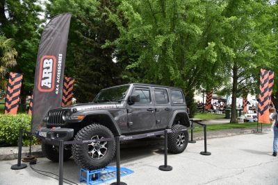 SUV with oversized all-terrain tires and lifted suspension