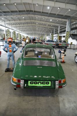Rear view of 1965 Porsche 912 in green with classic vintage design