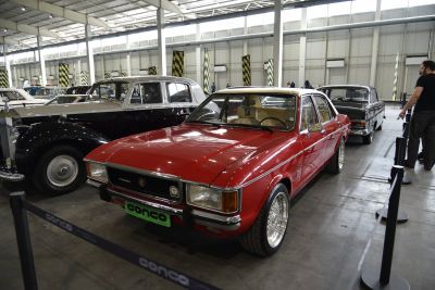 Classic 1970s sedan with vintage styling and mesh alloy wheels