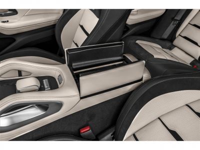 Center console with leather armrest and perforated leather seats