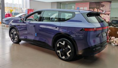 Sleek rear and side view with LED taillights and aerodynamic design