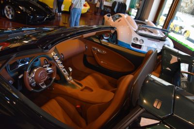 Luxury brown leather interior and carbon fiber rear wing