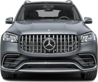 Front view showcasing grille and headlights of large luxury SUV
