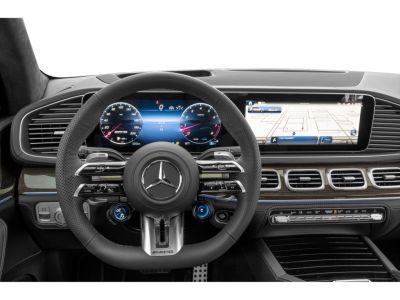 Digital instrument cluster and AMG steering wheel with touchscreen infotainment