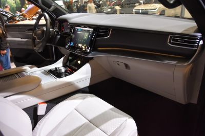 Luxury interior with touchscreen infotainment and leather seating
