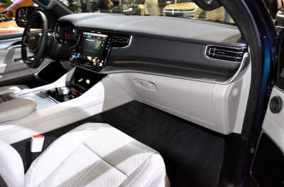 Modern SUV interior with digital dashboard and touchscreen