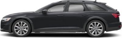 Sleek black wagon with roof rails and alloy wheels side profile