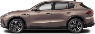 Sleek side profile of a modern luxury SUV with aerodynamic lines and unique wheel design.