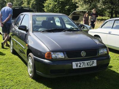 Front profile of a vintage Volkswagen hatchback