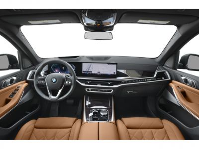 Digital dashboard and navigation screen with premium brown leather seats
