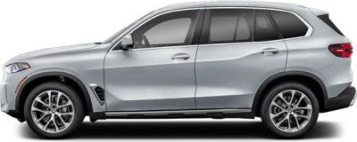Side profile of a silver luxury SUV with alloy wheels.