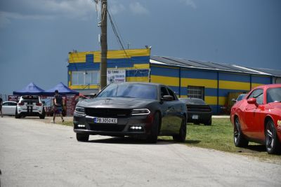 Front view of sedan with black grille and LED daytime running lights