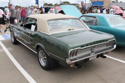 Rear view of a classic Mustang I Hardtop facelift with distinctive taillights.