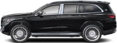 Luxury black SUV side view with large alloy wheels and chrome trim