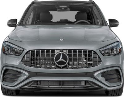 Front view with vertical slat grille and sleek headlights