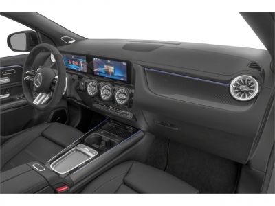 Dual digital displays and turbine-style air vents on luxury car dashboard