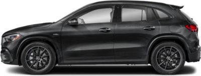 Black Mercedes-Benz SUV with sporty side profile and AMG wheels