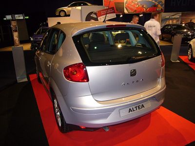 Rear hatchback view with taillights and rear window details.