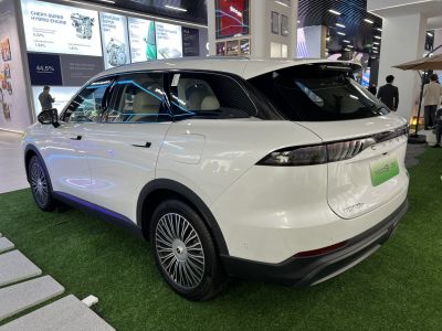 Rear and side profile of a modern SUV with distinct taillights and wheel design