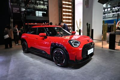 Compact SUV with distinctive headlights and sporty alloy wheels