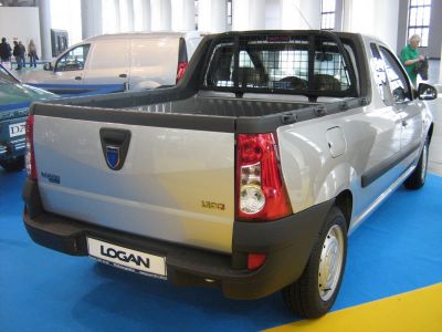 Rear view of pickup with cargo bed and black bumper