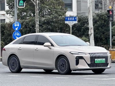 Luxury sedan with vertical grille and LED headlights