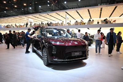 Electric SUV with sleek front fascia and LED headlights