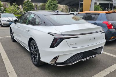 Modern rear end with distinctive taillights and sleek bumper design