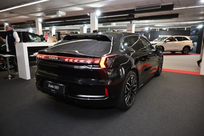 Rear view of car with LED tail lights and sleek design
