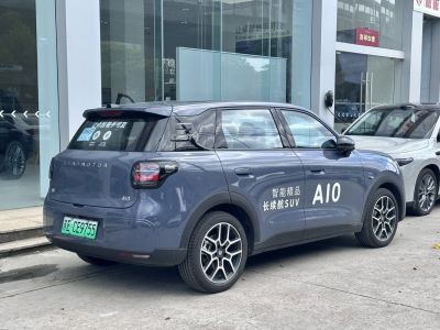 Rear view of compact crossover SUV with modern taillights and stylish alloy wheels