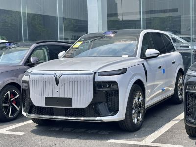 Front grille and split headlights of large SUV