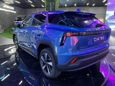 Rear side view with LED taillights and angular body design